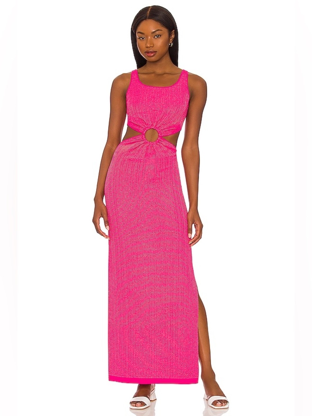 NWT PQ Cosmo Pink Metallic Bianca Ring Sexy Cut Out Boho Swim Cover-Up Maxi XS-S - Picture 2 of 16